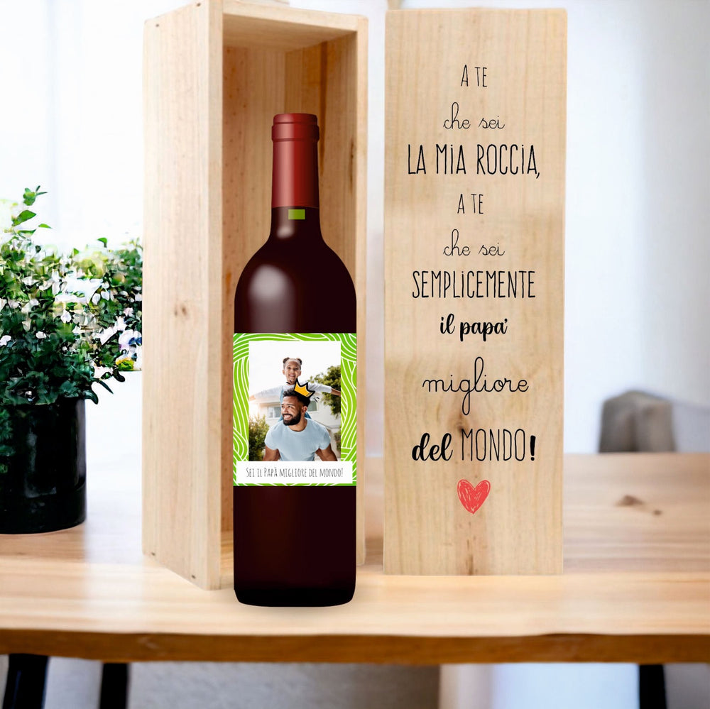 Scatola porta vino con adesibo personalizzato - idee regalo per Papà