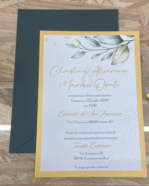 Partecipazione Matrimonio Oro/Verde
