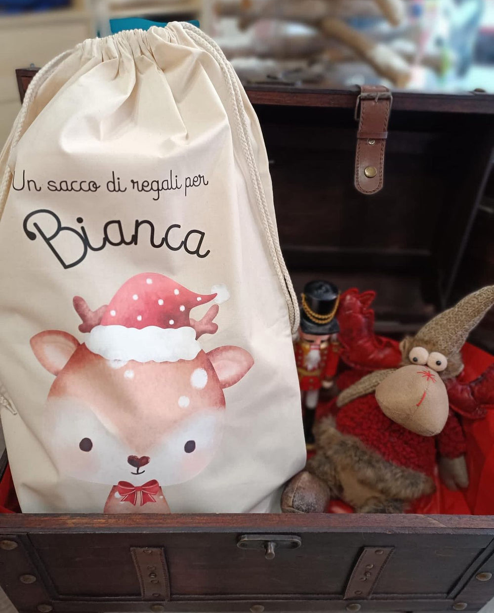 Sacca in Canvas Personalizzato per Natale i regali di