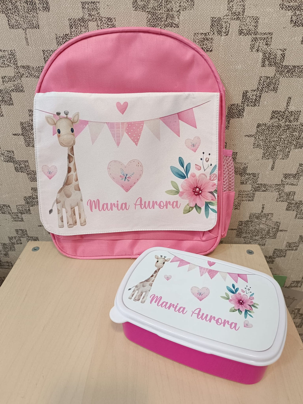 Set Zaino e Portamerenda Personalizzato con giraffa