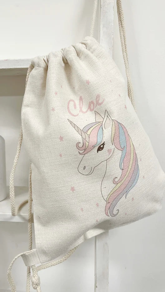 Sacca in Canvas Personalizzata con Unicorno