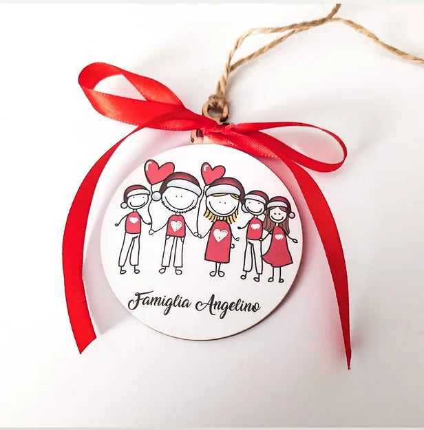 Pallina legno per la Famiglia con personalizzazione - Idee regalo