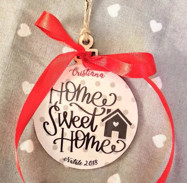 Pallina legno Natale personalizzata Home sweet home