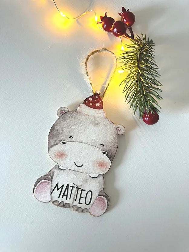 Pallina legno Natale personalizzata ippo