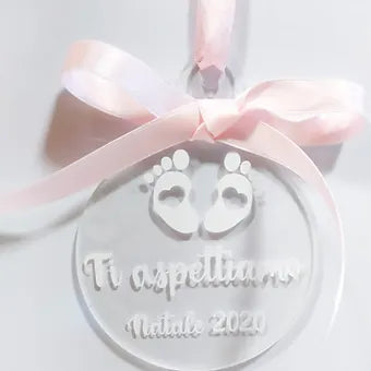 Personalizzazione Pallina Natalizia in plexiglass ti aspettiamo - Idee regalo