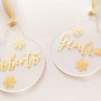 Pallina di Natale in plexiglass nome oro - Idee regalo