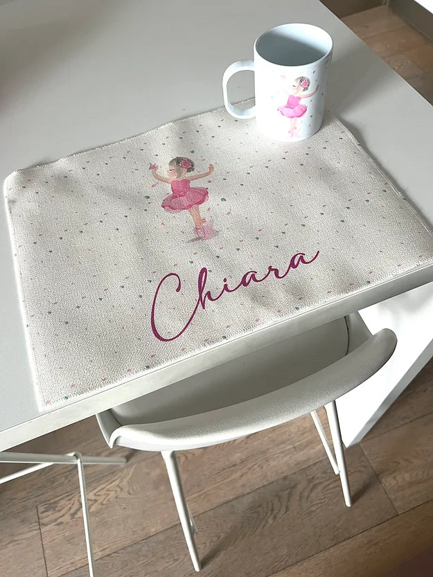 Set Tovaglietta in Canvas con Bicchiere Personalizzato con Ballerina