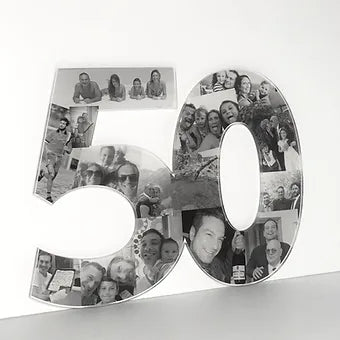Personalizzazione numero 50 in plexiglass con foto in bianco e nero - Idee regalo
