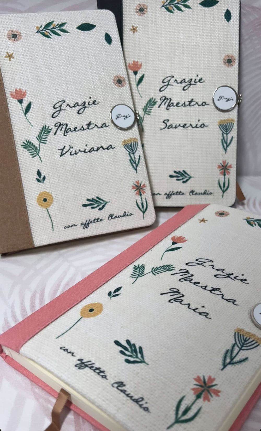 Agenda in juta con fiori personalizzata - Idee regalo