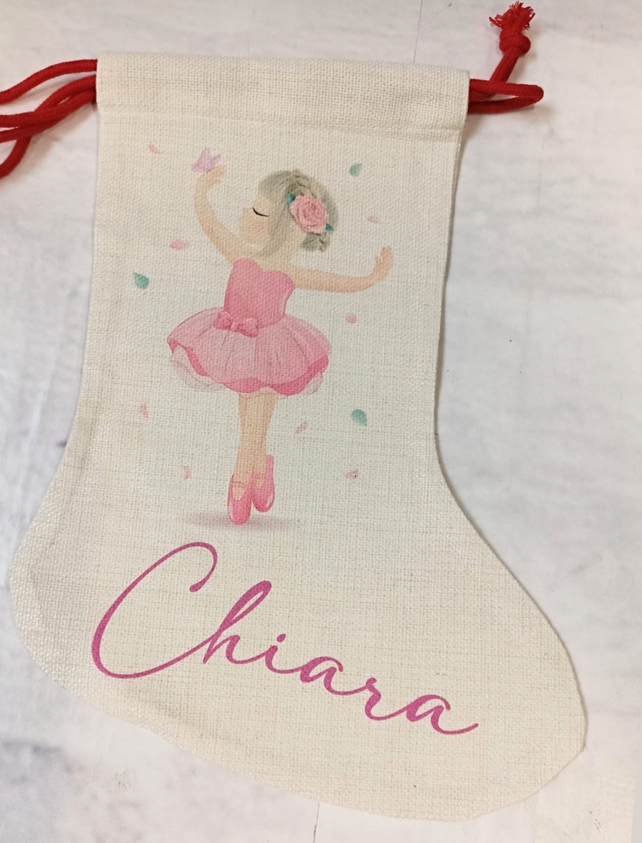 Calza della Befana personalizzata con disegno ballerina e nome