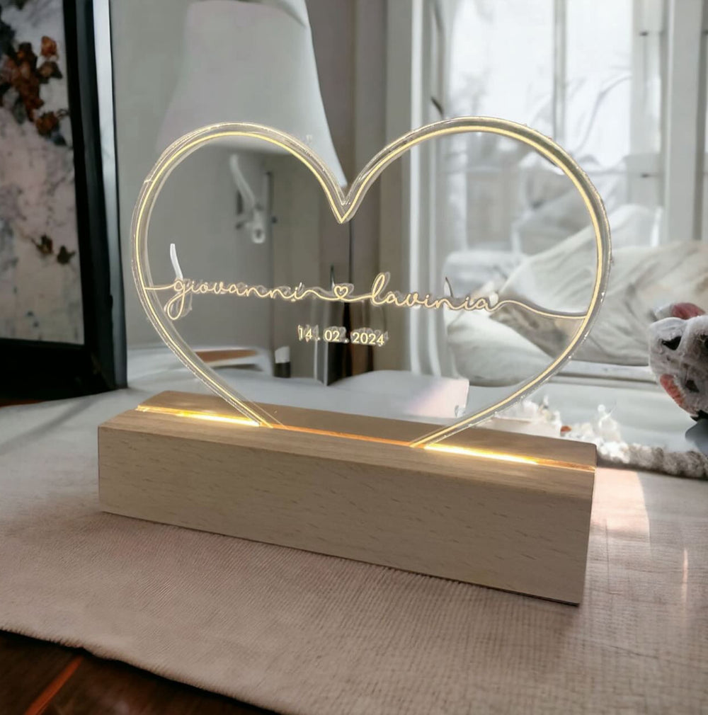 Lampada LED cuore personalizzata