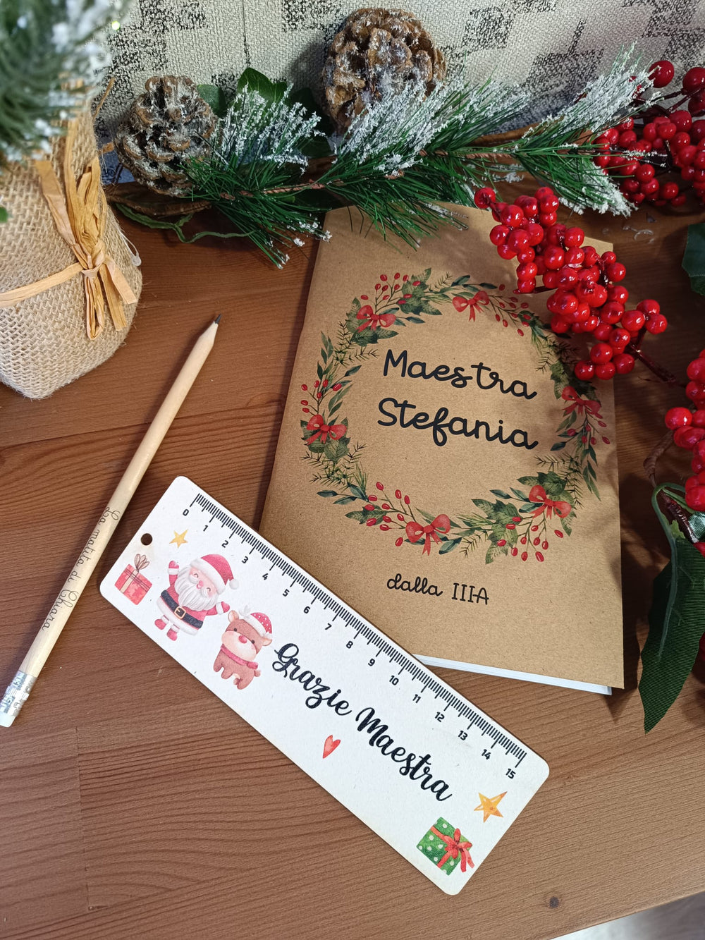 Quaderno, Matita e Righello Personalizzati per Natale - Idee regalo