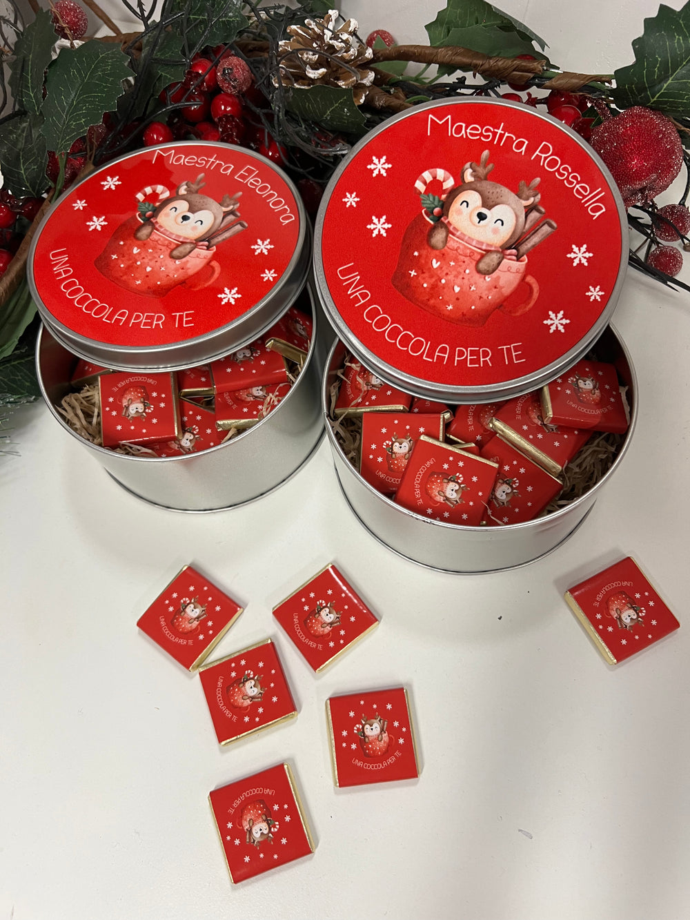 Scatola alluminio con cioccolatini per Maestra - Idee regalo Natale